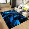 Cool Blue Irregular Geometric Area Rug, Soft Fade-Resistant Flannel Floor Mat for Living Room Bedroom, Modern Home Decor