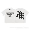 Unisex Vintage American Style Loose Fit Cotton Tee With Embellished Letter Print Round Neck Short Sleeve