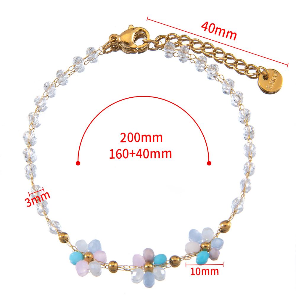 1pcs Stainless Steel Crystal Flower Beaded Chains Lobster Clasps Braid Bracelet Necklace for Women DIY Jewelry Making Wholesale