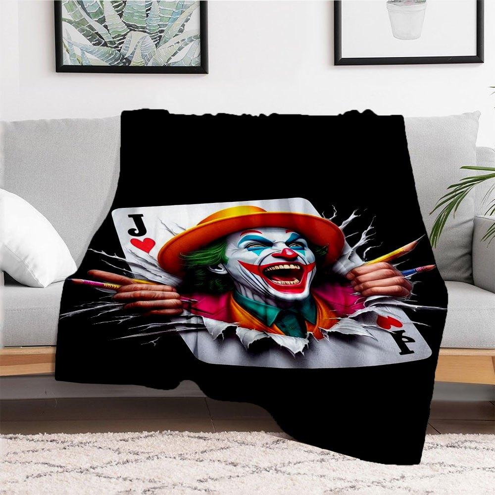 "Joker Playing Card Wall Art Decor"Blanket Flannel Throw Blanket for Sofa, Bed, Travel, Camping, Office