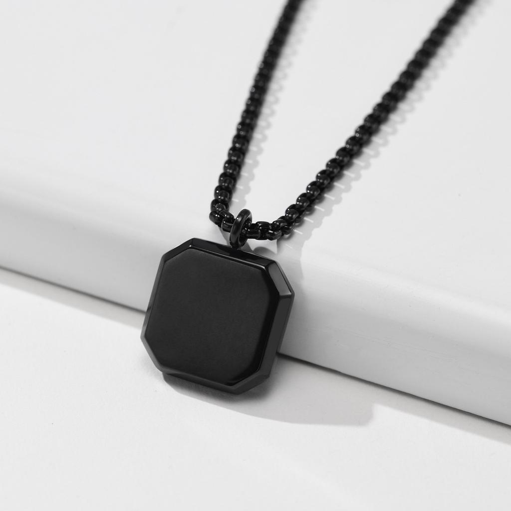 Stainless Steel Square Pendant Men, Sweater Stacked Necklace, Natural Tiger Eye Sweater Chain Nc-892