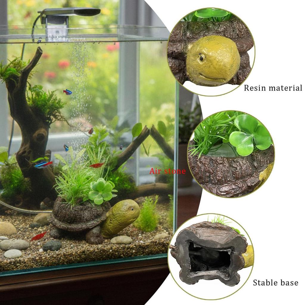 Aquarium Air Stone Resin Quiet Turtle Shaped Bubble Stone Fish Tank Bubbler Decorations for Ponds Buckets Home Hydroponics