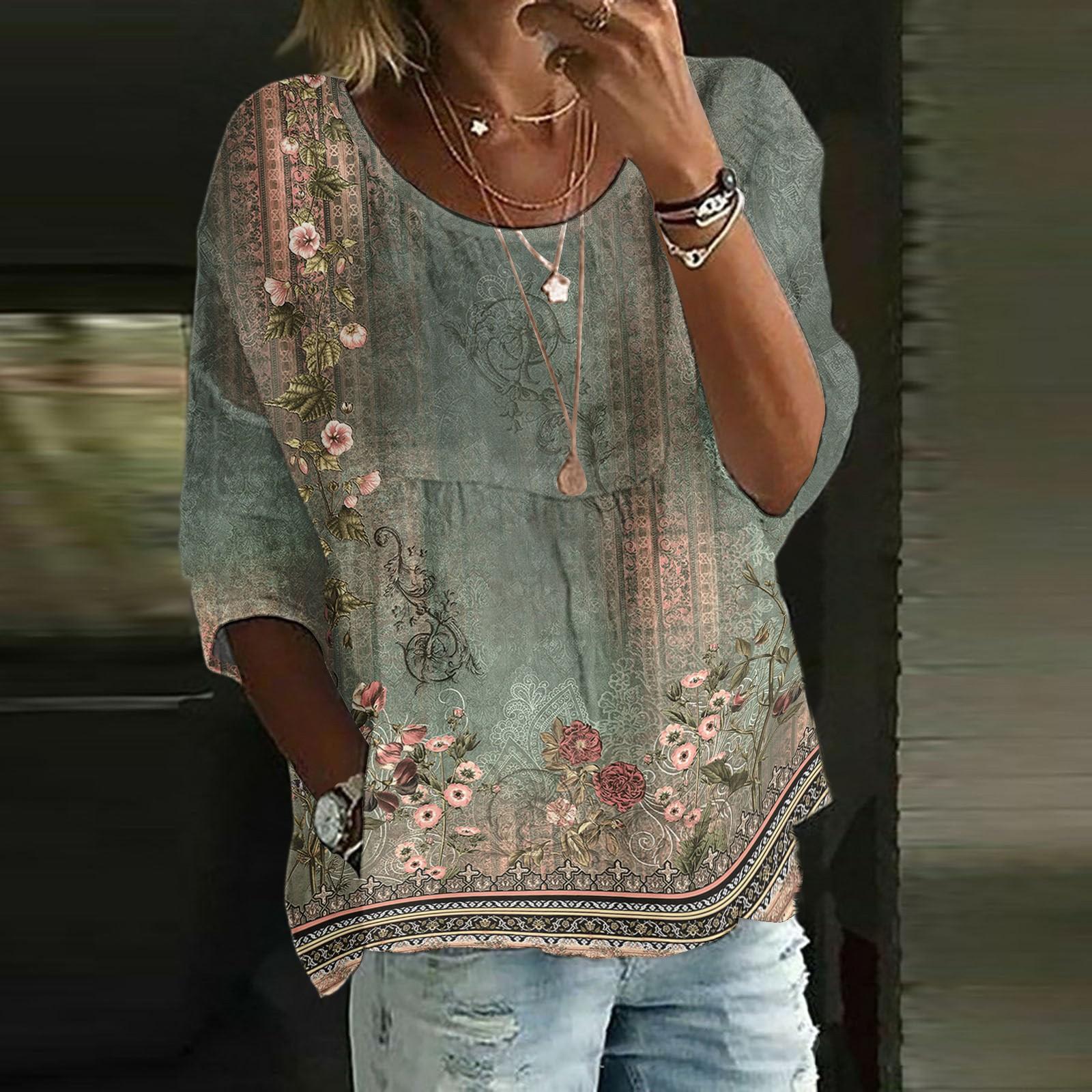 

Льняные рубашки для женщин с рукавом 3/4 на пуговицах с круглым вырезом летние топы нарядные повседневные милые рубашки S