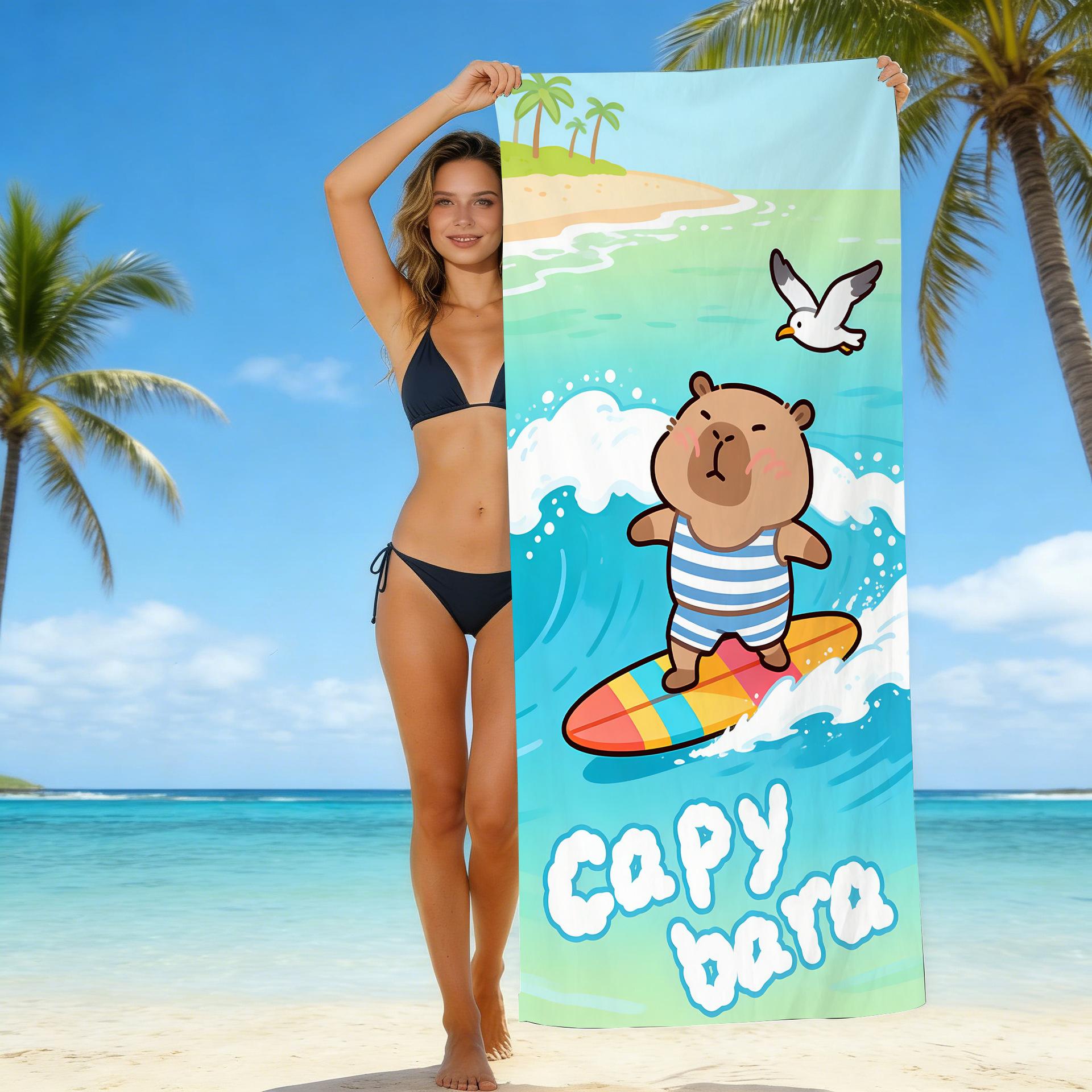 Kapibara Beach Towel Children S Cartoon Cute Capybara Quick-Drying Bath Towel Microfiber Cute Lulu Towel 50x100