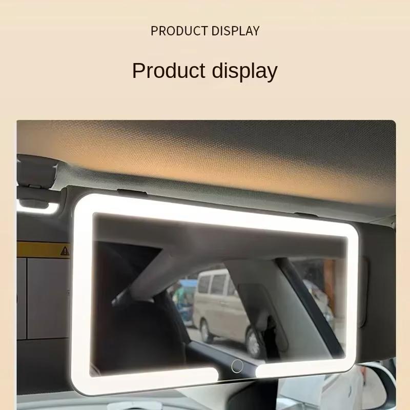 LED Light Mode Stepless Dimming Sun Visor Vanity Mirror Rechargeable Touch Sensor Vanity Mirror Convenient Car Vanity Mirror