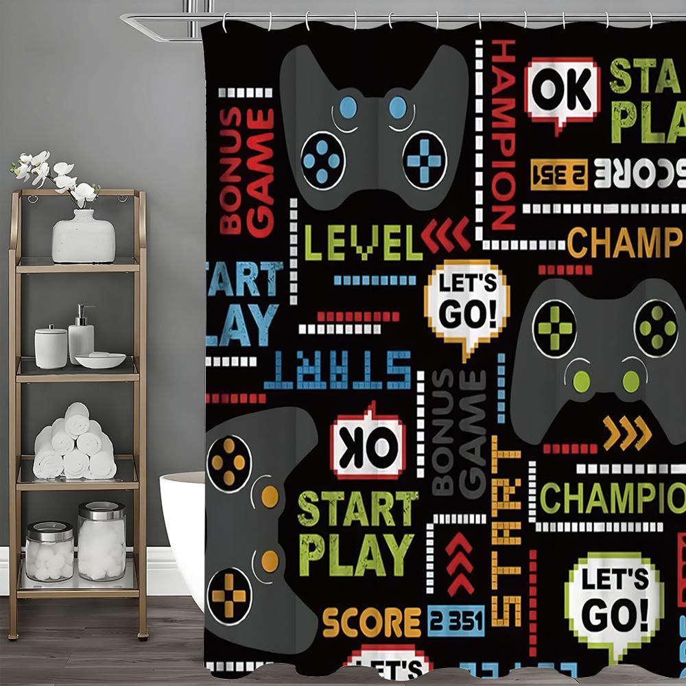 

Классная занавеска для душа с консольной игрой, Декоративная занавеска для душа для ванной, Водонепроницаемая занавеска для душа с крючками 90*180cm