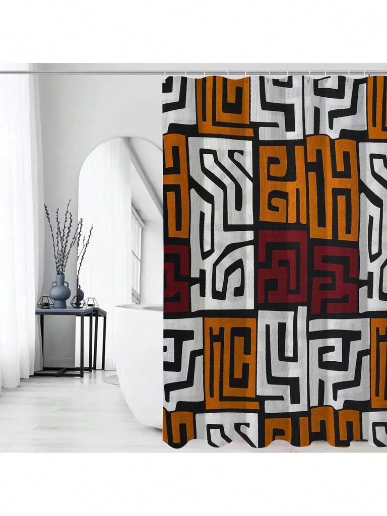Bold Geometric Shower Curtain: Embrace the Modern Maze Design, Soft Fabric, and Stylish Vibes for Your Trendy Bathroom