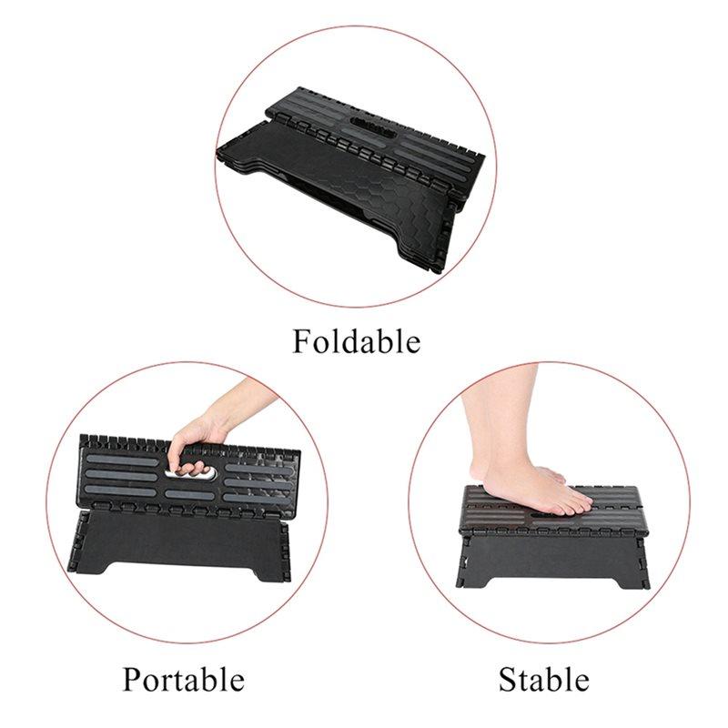 Portable Folding Step Stool Black For Elderly Step Ladder For Bathroom Travel Use By Pregnant