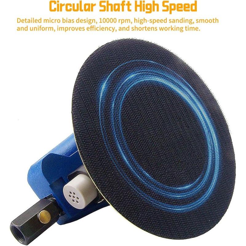 Air Random Orbital Sander with Pad 5"(125mm), 10000RPM Dual Action Pneumatic Palm Sander with Speed Regulation, Air Powered and Swirl Free,