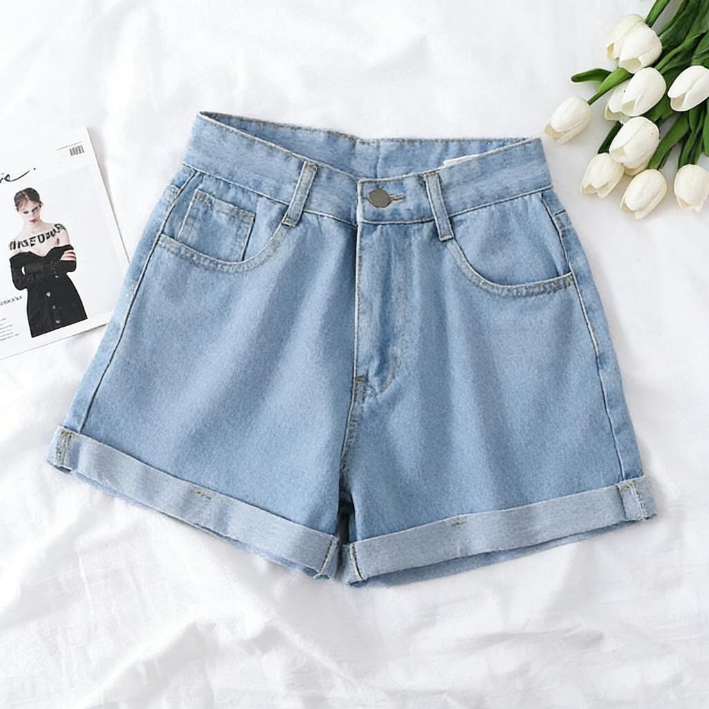 2026 Mingxin wide-leg denim shorts women's loose summer 2026 new high waist and thin versatile a word student trend