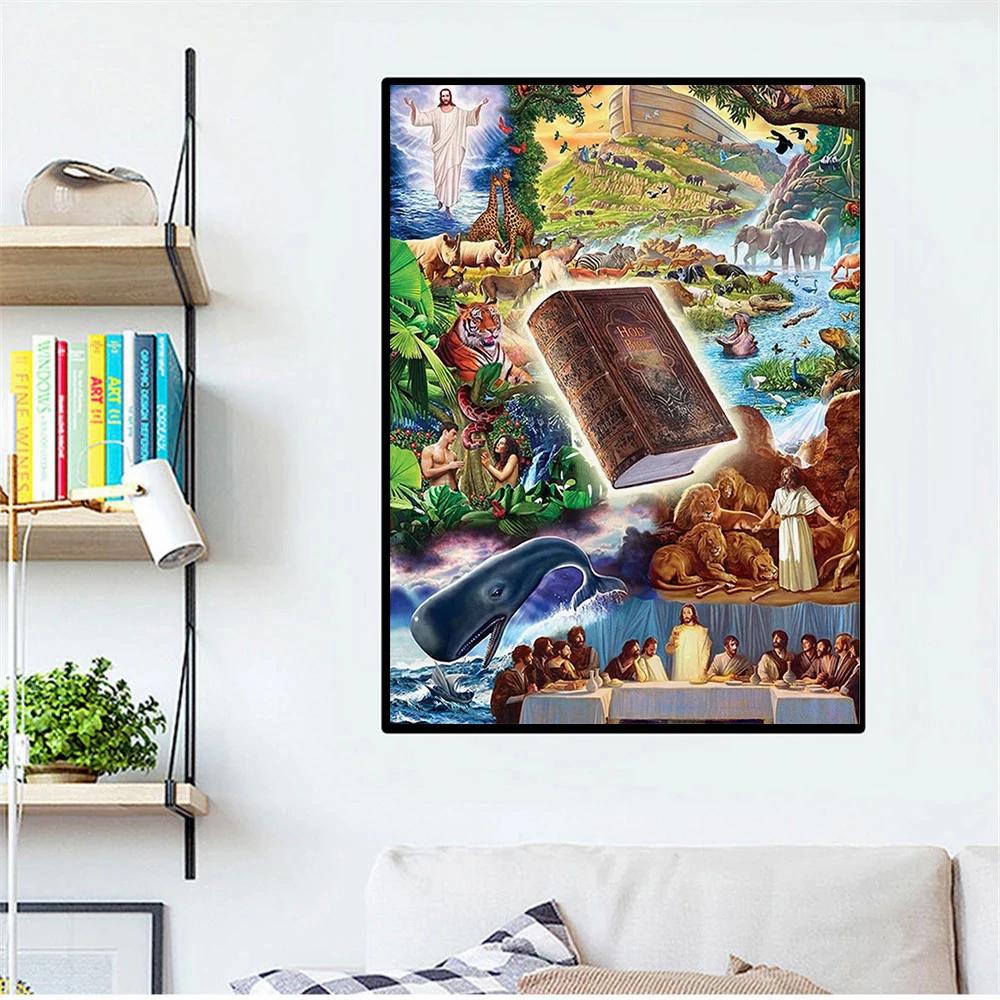 5D Diamond Painting Bible Cross Stitch Full Square Round Diamond Embroidery Mosaic Fantasy Jesus Christ Home Decor