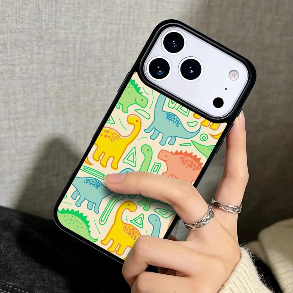 Capa Case for iPhone 17 Air 16 Pro Max 15 Plus 11 13 Mini 14 12 Back Phone Cover Fun Dinosaur Pattern Dino soft