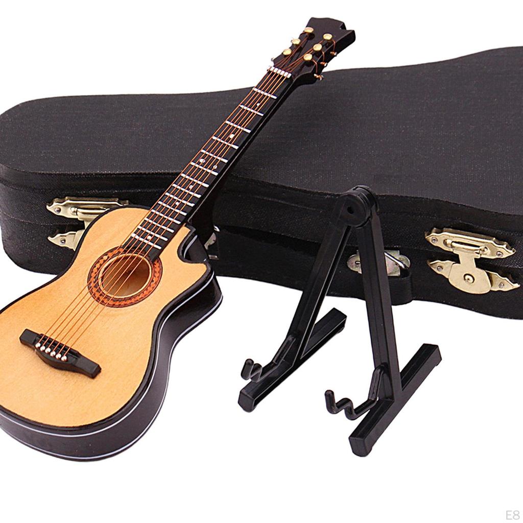 1/12 Scale Guitar with Stand and Case Musical Gift Instrument for Ornaments