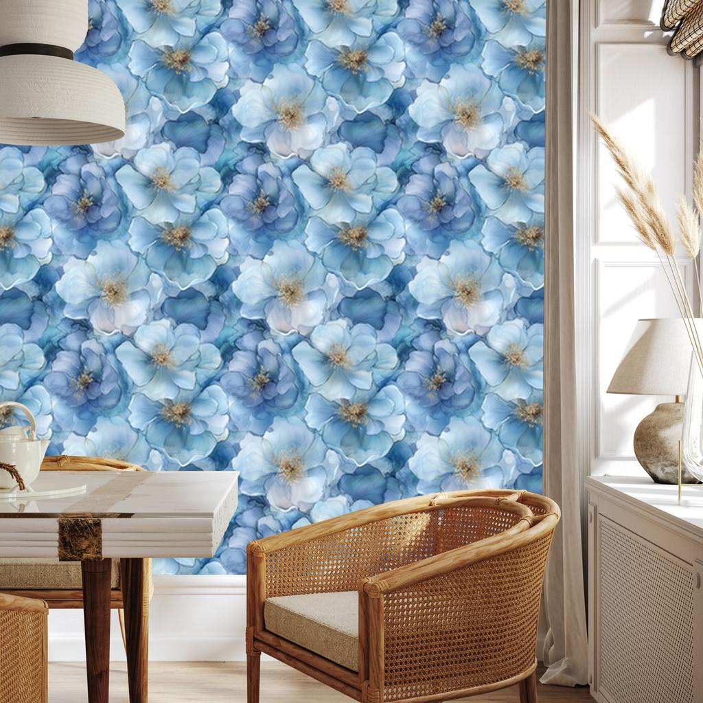 Ink Blue, Azure, Gray and Turquoise Wallpaper 50x1000