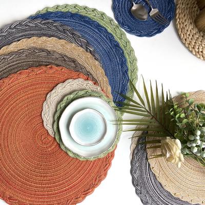 6PCS Round Braided Placemats for Dining Tables Woven Heat Resistant Table Mats for Dinner Parties Wedding Thermal Insulation Mat