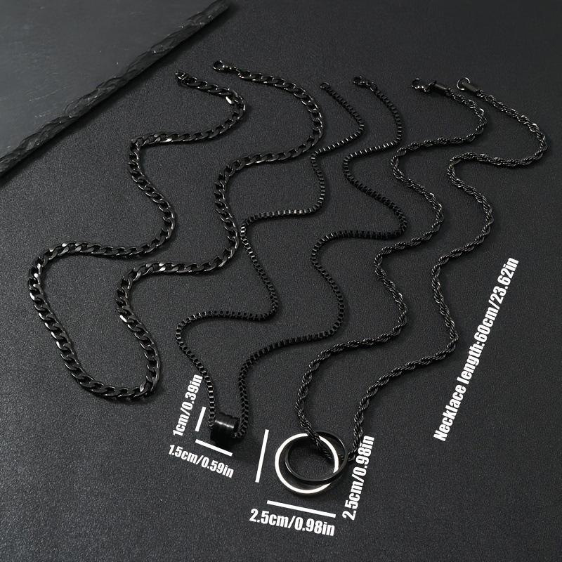 Halsband i Rostfritt Stål Tredimensionell Cylinder Sammanlänkande Titanstål Halsband Hip-Hop Trendigt Herrhänge Set