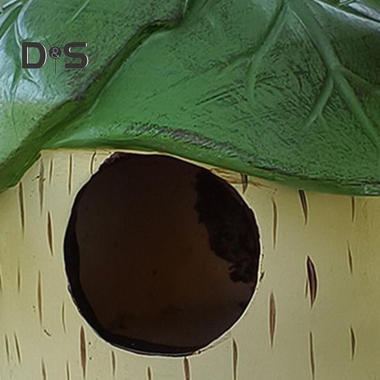 Kolibri-Haus für draußen, kleines Vogelhaus aus Kunstharz zum Aufhängen, dekoratives Vogelhaus mit grünen Blättern für Balkon, Veranda, Hinterhofdekoration