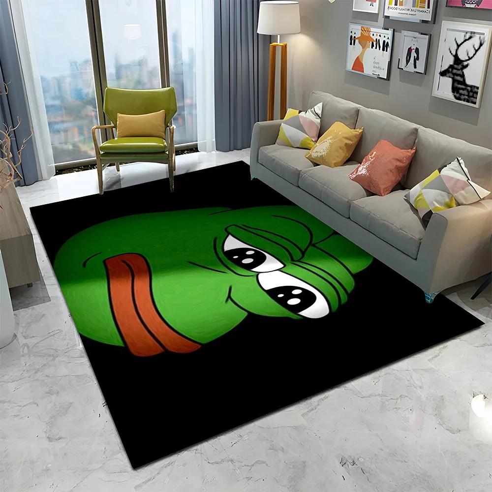 3D Pepe The Frog Face Cartoon Carpet Rug for Home Living Room Bedroom Sofa Doormat Decor,kids Play Area Rug Non-slip Floor Mat