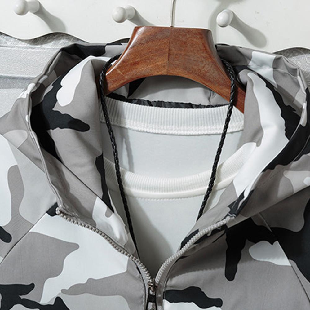 Mens  Winter Zip Camouflage Long Sleeve Pocket Sport Hoodies Jacket Coat