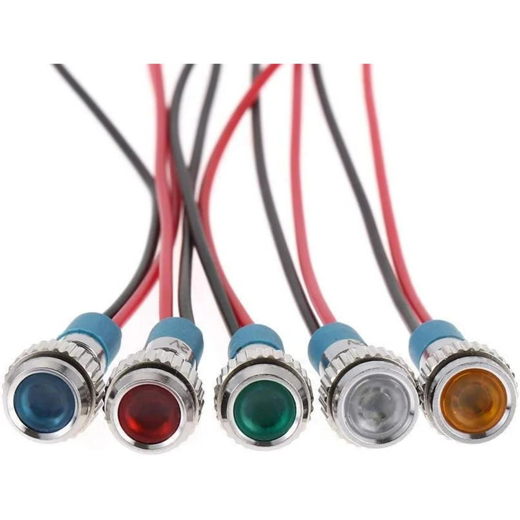 Bkinsety 10pcs 6mm 1/4" LED Metal Indicator Light 12V Waterproof Signal Lamp For Car Boat Truck Van