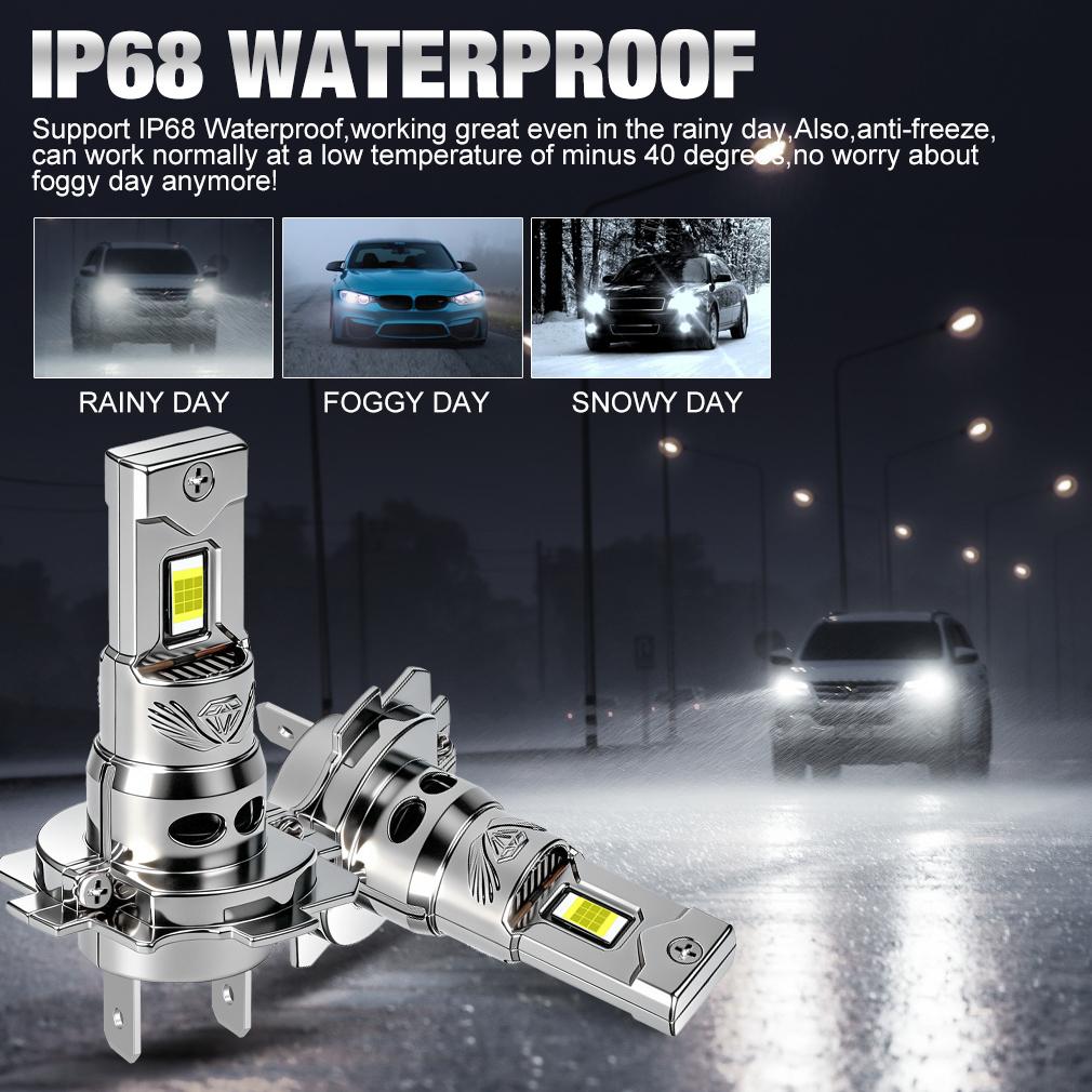 2Pcs 30000LM H4 H7 LED Headlight Bulbs Mini Turbo H11 LED H8 9005 HB3 H1 80W Car Fog light Hi lo beam Headlamp Auto Plug&Play Lamp 6500K White