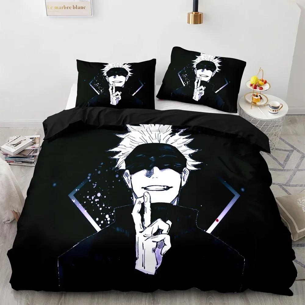 Anime Jujutsu Kaisen Satoru Gojo Ložní souprava Chlapci Dívčí Dvojčata Queen Velikost Přikrývka Povlečení Polštář Postel pro dospělé Dospělý Bytový textilextile