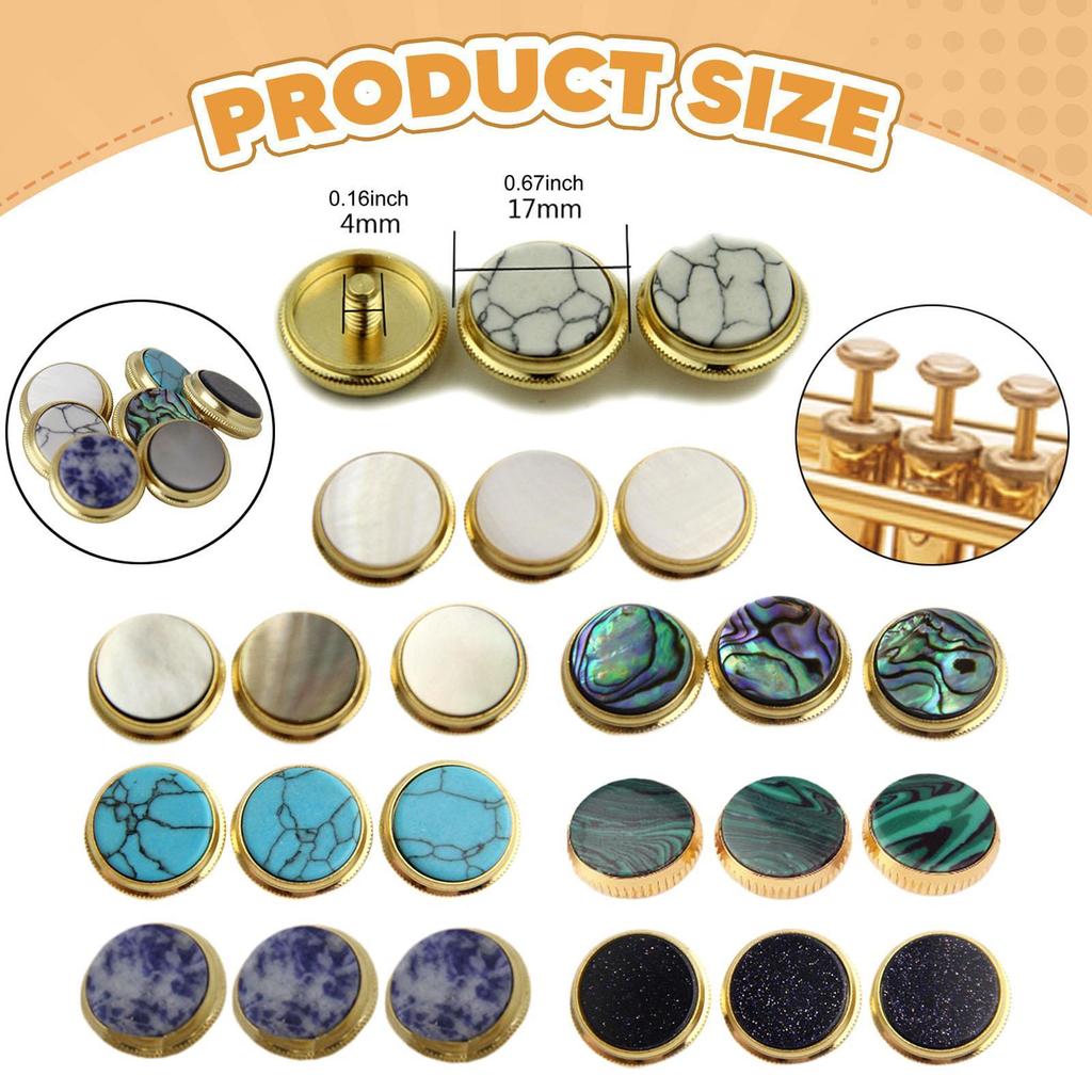 Trumpet Repair Kit Precision Valve Finger Button Caps Copper Accessory for Flute Trumpets with Keys