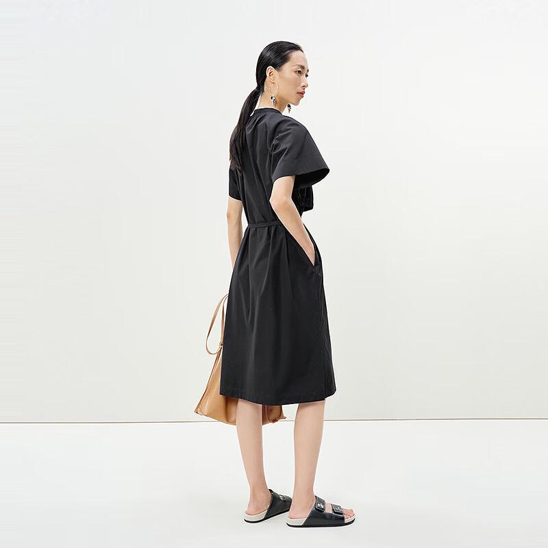 LESS 2025 Summer Straight Collar Cotton Dress
