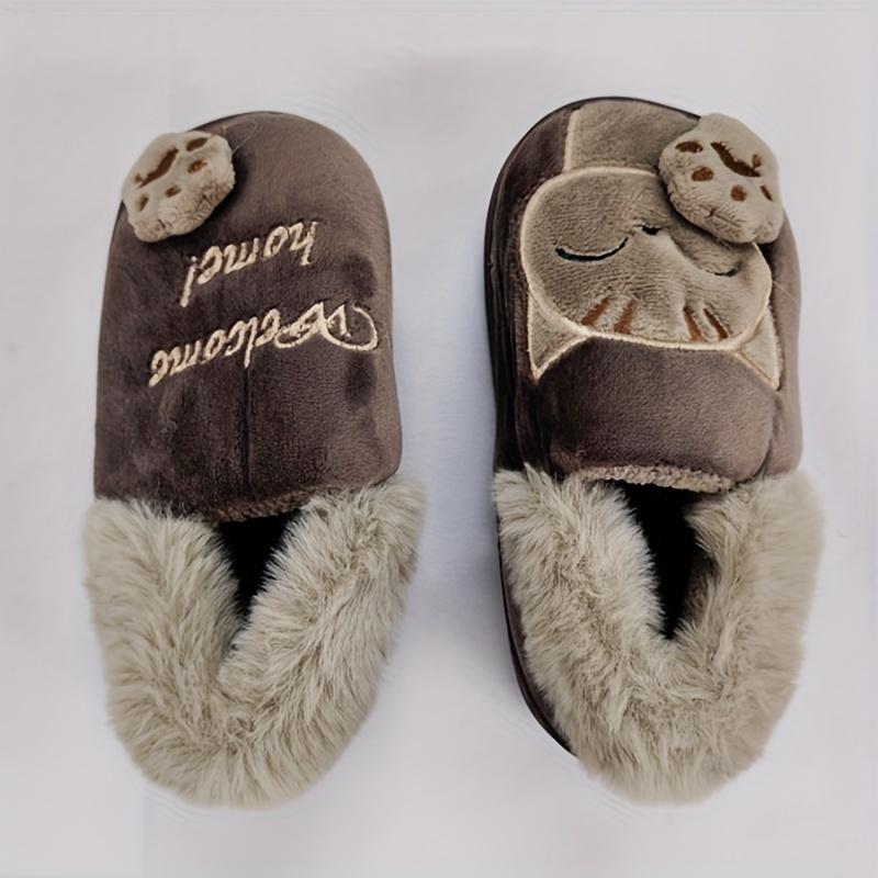 Cute Cartoon Furry House Shoes for Boys and Girls, Comfortable Non Slip Soft Bottom Walking Shoes for Indoor, Winter