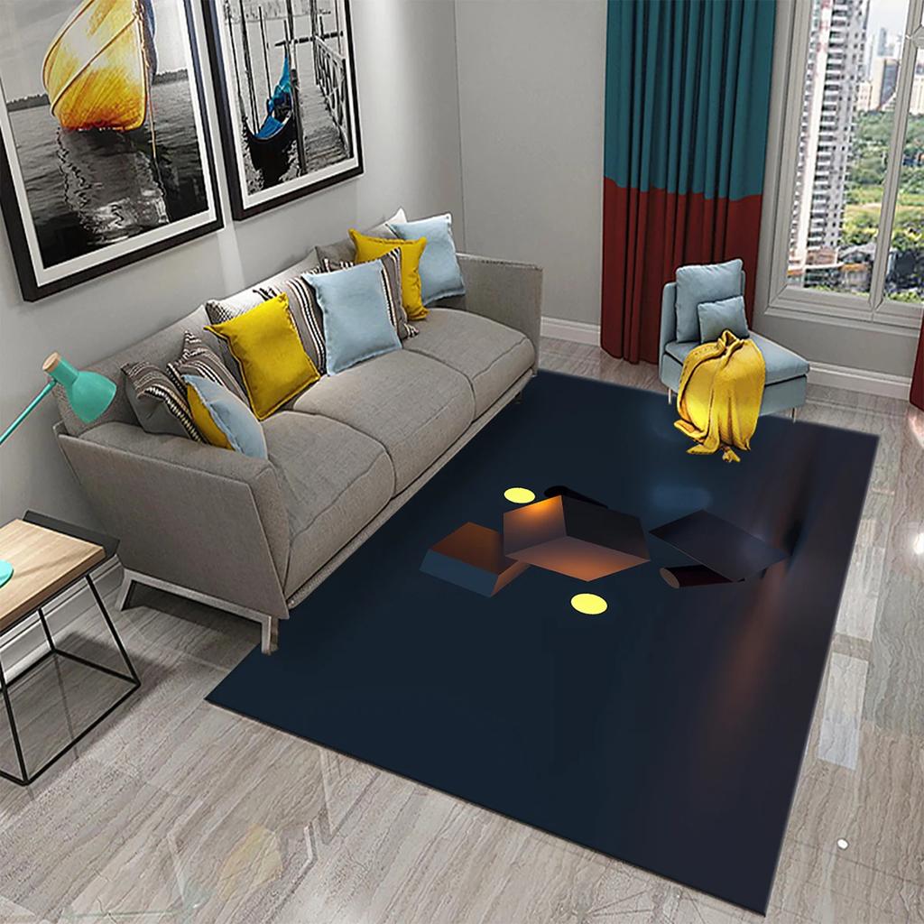 Tapete Espacial 3D Arte Visual Tapete Paisagem Adolescentes Design Moderno Tapetes de Área Retangulares Quarto Tapetes Macios Tapete Plano Sala de Estar Tapete de Porta