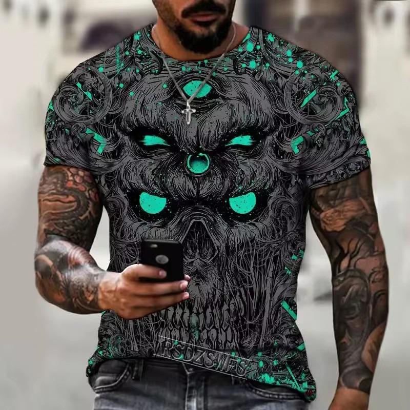 Summer Men's Casual T-shirt Street Fashion Short Sleeve Harajuku Graffiti 3D Printed Full Match Round Neck New Tops
