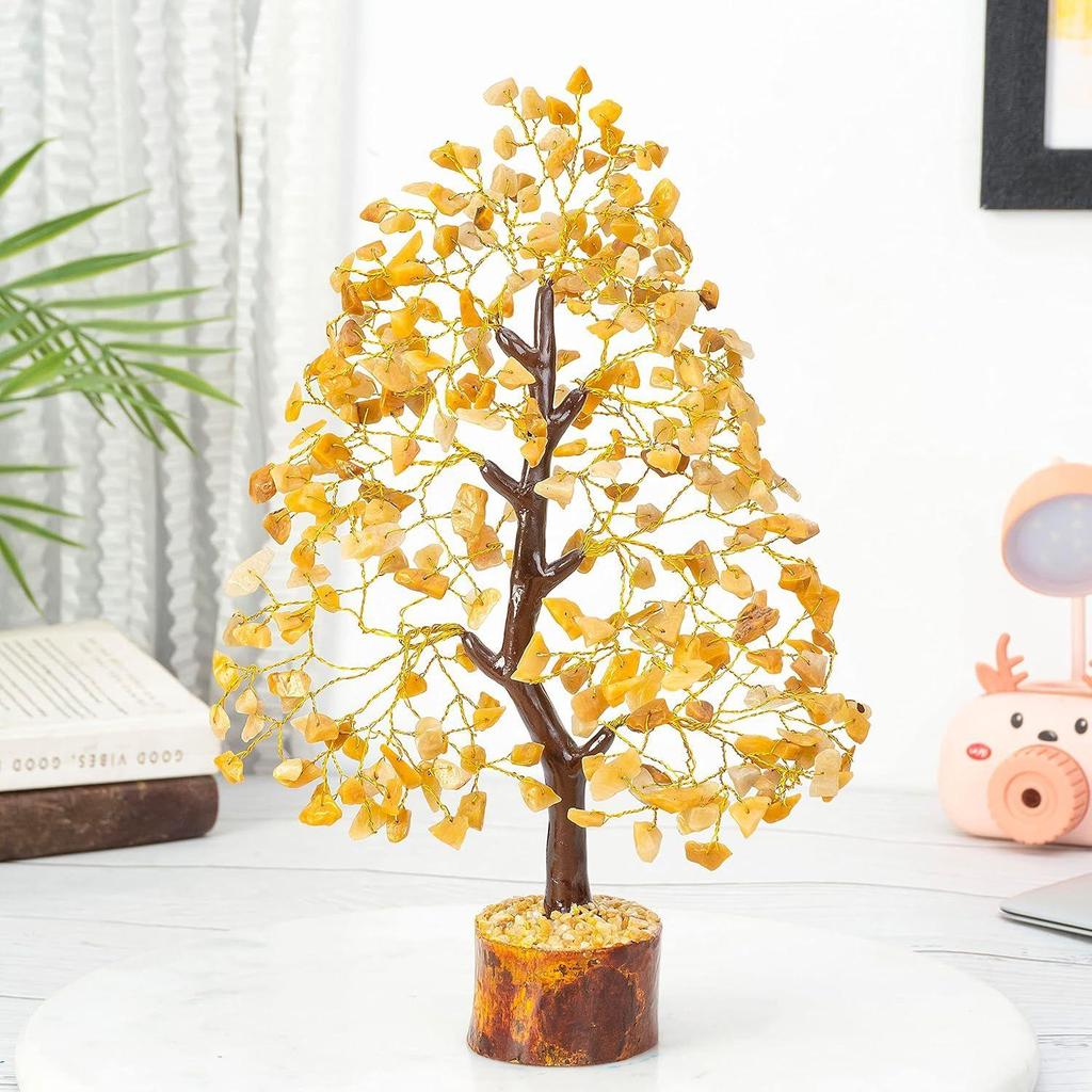 Yellow Aventurine Crystal Tree Good Luck Showpiece for Home Decor Items Crystals Gemstones Bonsai Money Tree for Good Luck, Decoration Gift Item,