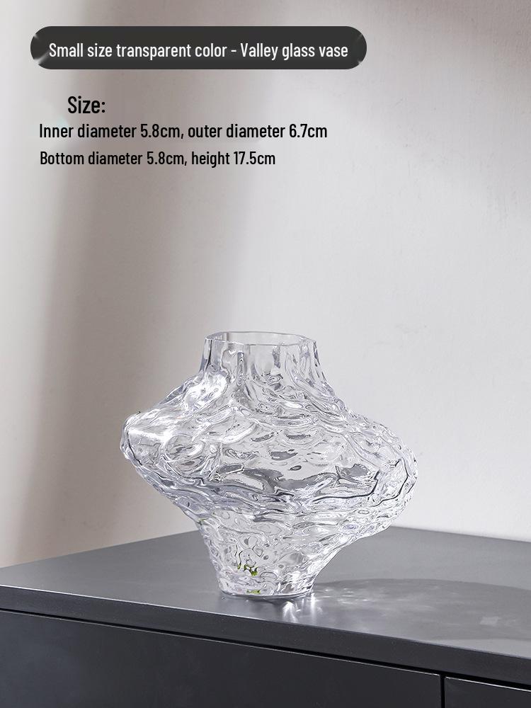 Artistic Transparent Narrow-Mouth Glass Vase for Fresh Flowers - Large Belly, Small Diameter, Internet Favorite