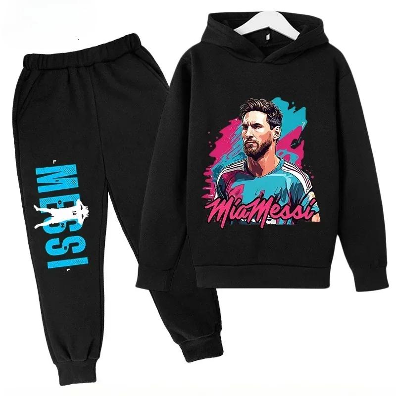 Messi Print Children's Set Sports Hoodie Pants Suit 2pcs Set Boys Girls Baby Kid Clothing Casual Fashion Autumn Winter Sportsuit