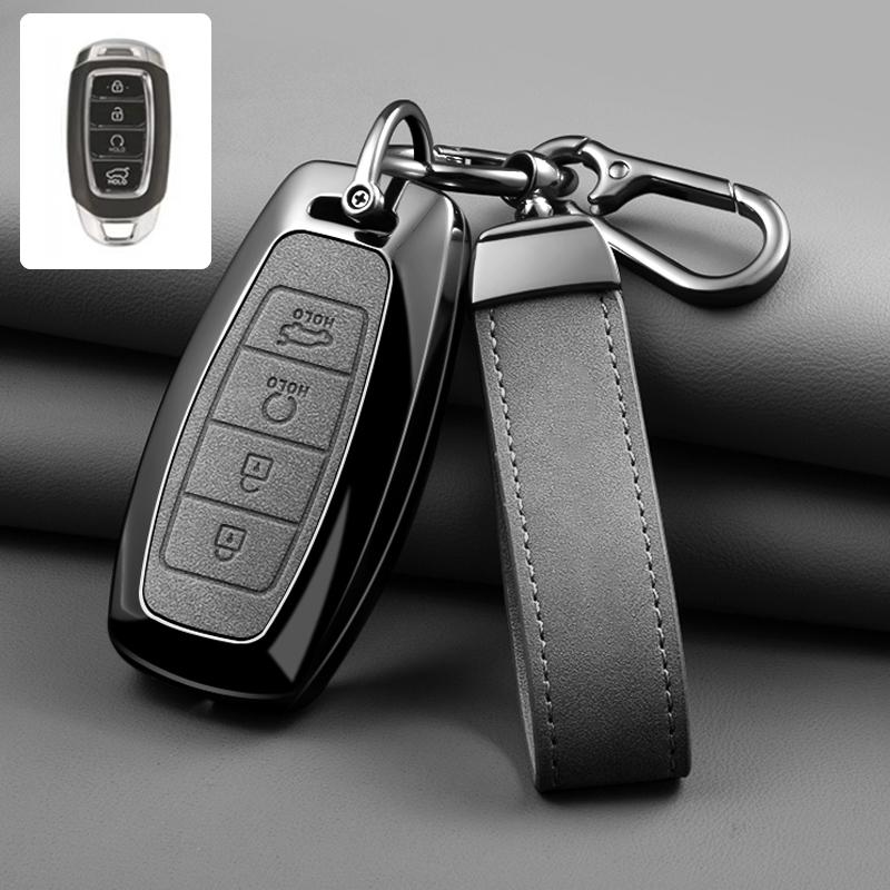 3/4/5 Button Zinc Alloy Leather Car Key Cover For Modern I30 Ix35 Kona Encino Solaris Azera Grandeur Ig Accent Santa Fe Palisade