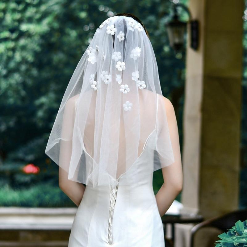 Elegant Bridal Veil Bachelorette Party Decorations Bride To Be Gift Bridal Shower Wedding Single Layer with Rhinestones
