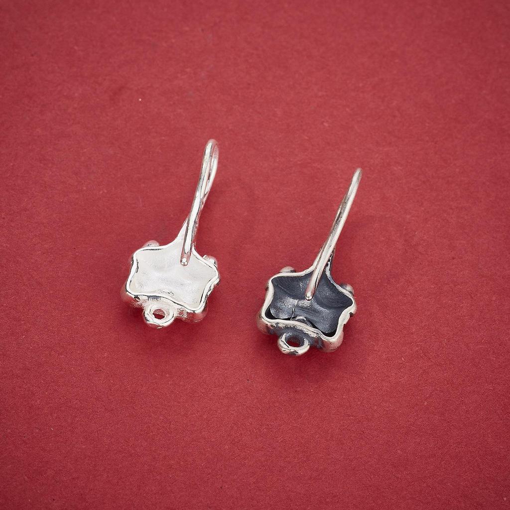 S925 Sterling Silver Pixiu Beast Face Earrings with Ear Hooks for Tassel Pendants, Semi-finished DIY Accessory
