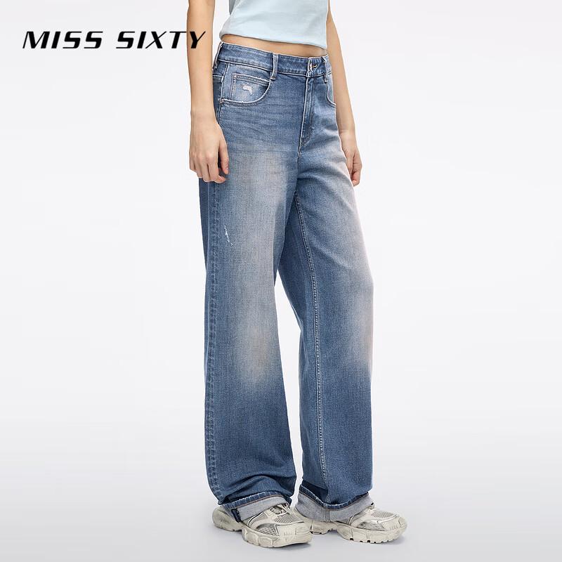 MISS SIXTY Women's Slim Straight-Leg Distressed Jeans