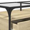 Coffee Table with Glass Top Sonoma Oak Finish 98.5 X 50 X 45 Cm Steel