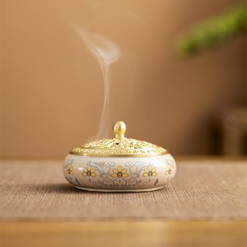 Ceramic Incense Burner with Incense Handmade Smudging Burn Bowl for Stick or Coil Incense Sage Cones Frankincense and Mosquito