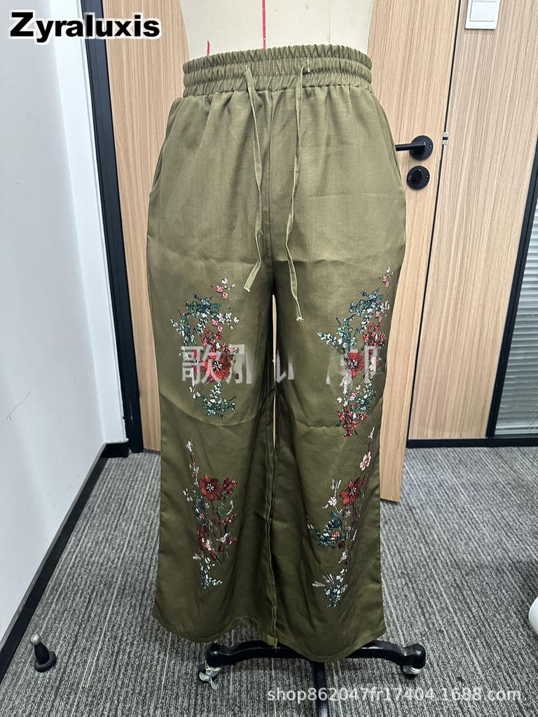 Fashion New Printed Wide Leg Pants with Belt Loop