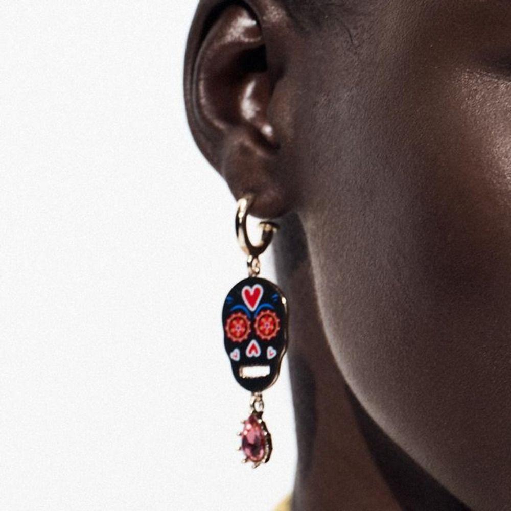 Personality Collarbone Chain Literature Vintage Earring Punk Metal Skull Pendant Necklace  Girl