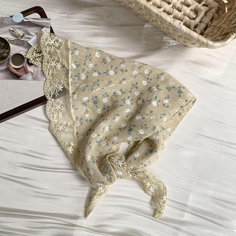 

Треугольный шарф шарф женский весенне-летний новый литературный цветочный защита шеи шарф головной платок женский пасторальный повязка на голову головной убор аксессуары для волос