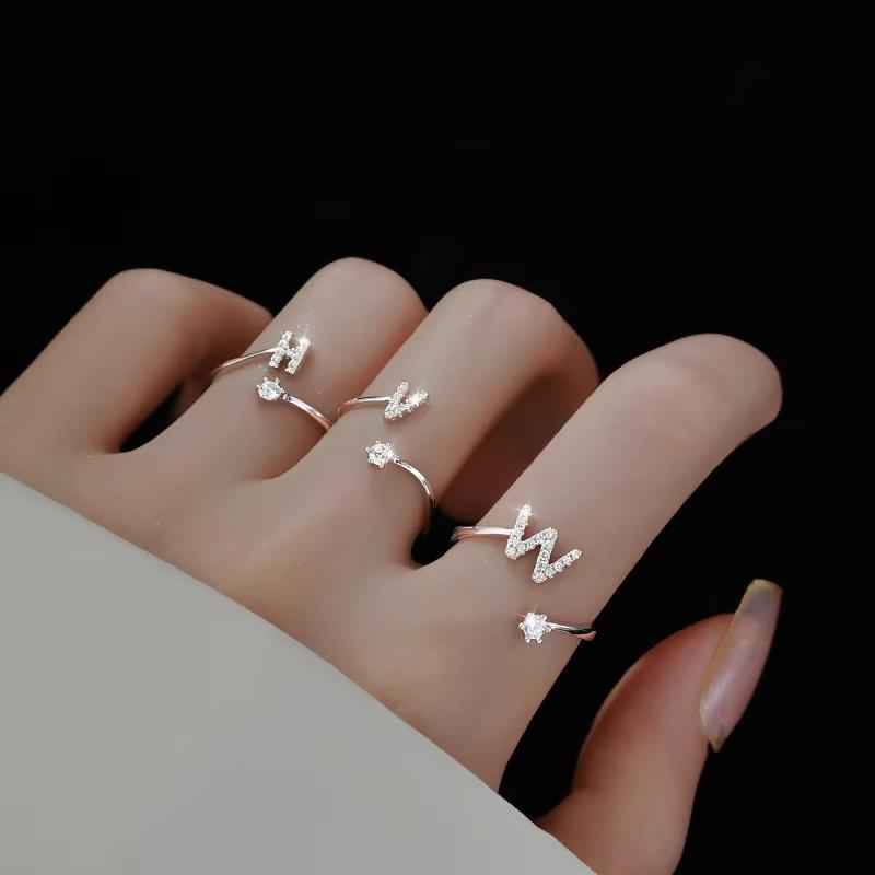 1PC Letter Theme Delivering Love Accessories Ideal Gift Jewelry Shiny Free Combination Custom Rings Open Ring Cute Silver