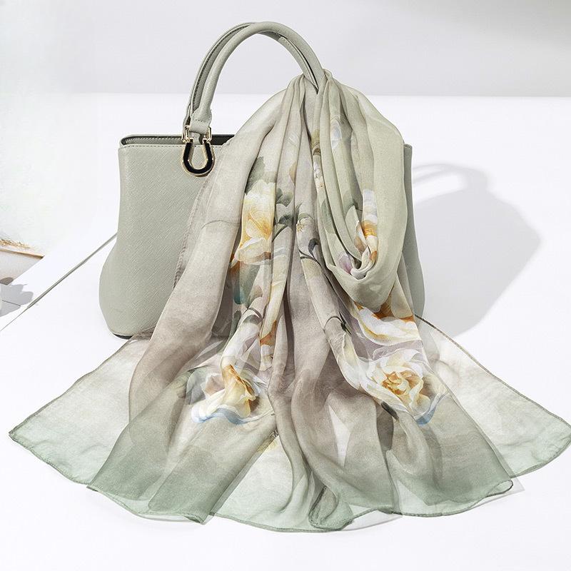 Shanghai Story New Silk Scarf Women's Spring and Summer Thin Mulberry Silk Printed Scarf Fashionable and Versatile Shawl