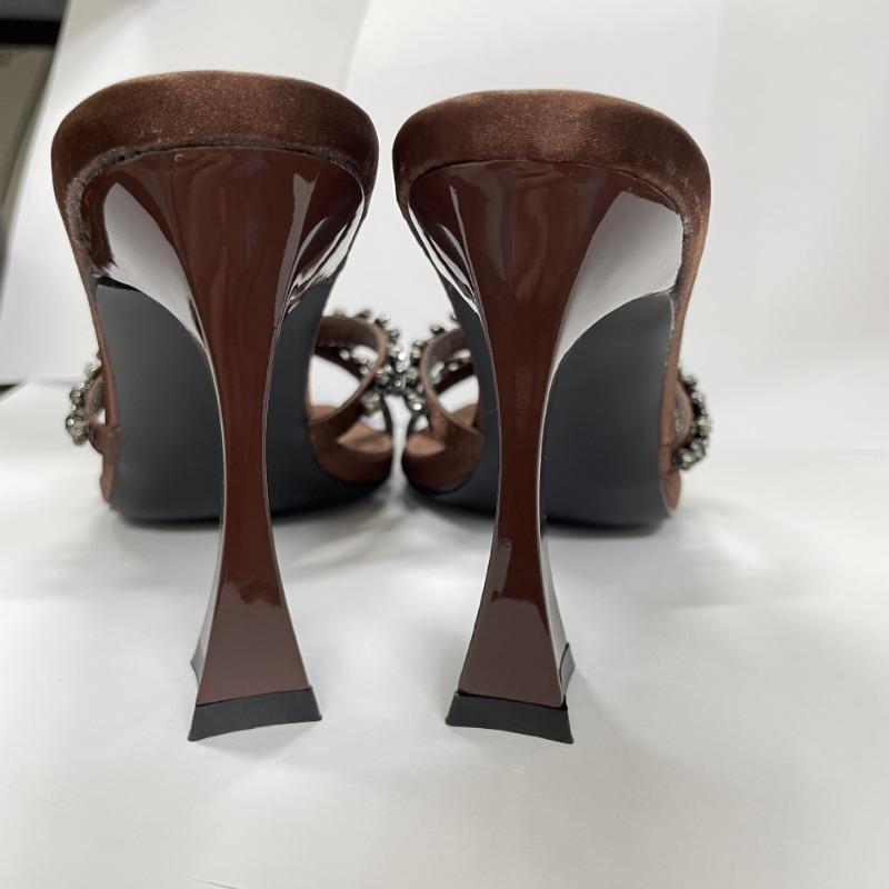 Fashion New Sexy Women's High Heel Sandals Summer Crossed Rhinestone Square Head Open-toed Super High-heeled Mules Slides 9cm