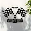 Custom Metal Sign Racing Flag Wall Art Personalized Address Plaque Home Office Decor