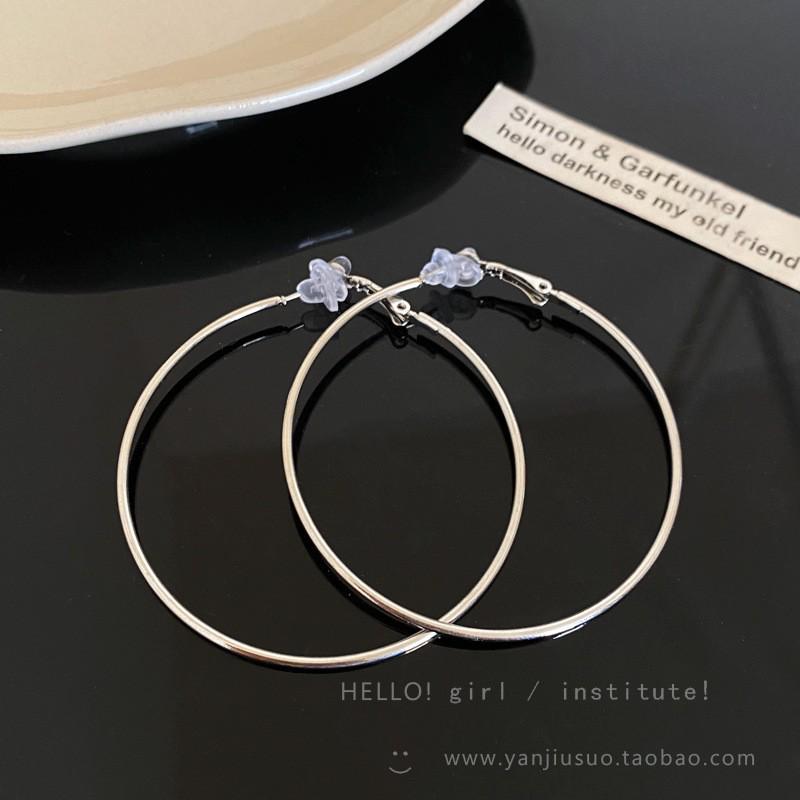 Double Layer Geometric Hoop Earrings - Women's Light Luxury Versatile Ear Cuffs, European & American Style, Exaggerated Circle Dangles Jewelry.