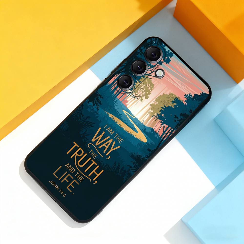 God Jesus Bible V-Verse Phone Case For Samsung Galaxy A 73,72,51,53,52,71,22,5G,Note,J7,8,9 Soft Precise Hole Black Cover