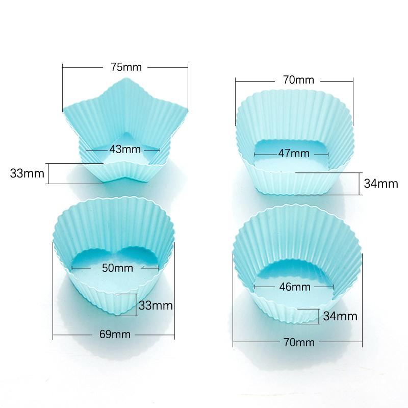 4Pcs/Set Mini Square Pentagonal Round Heart Shape Silicone Muffin Cake Baking Molds Baking Accessories